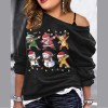 Fd683 European and American women's clothing 2021 autumn winter christmas printed round neck long sleeve casual loose sweater