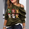 Fd683 European and American women's clothing 2021 autumn winter christmas printed round neck long sleeve casual loose sweater
