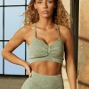 2021 autumn and winter sand wash seamless yoga clothes women's long sleeve sports fitness clothes high waist hip pants 