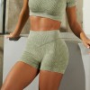 2021 autumn and winter sand wash seamless yoga clothes women's long sleeve sports fitness clothes high waist hip pants 