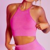 2021 European and American seamless yoga clothes women's sports fitness clothes long sleeve quick drying running high waist hip lifting pants 