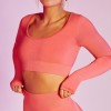 2021 European and American seamless yoga clothes women's sports fitness clothes long sleeve quick drying running high waist hip lifting pants 