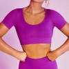 2021 European and American seamless yoga clothes women's sports fitness clothes long sleeve quick drying running high waist hip lifting pants 