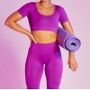 Short sleeve Yoga suit women's high waist peach hip pants tight hip lifting seamless fitness suit 