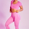 Short sleeve Yoga suit women's high waist peach hip pants tight hip lifting seamless fitness suit 