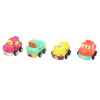 Huiye 4pcs plastic colorful soft rubber educational toys kids mini cartoon pull back cars toys for child