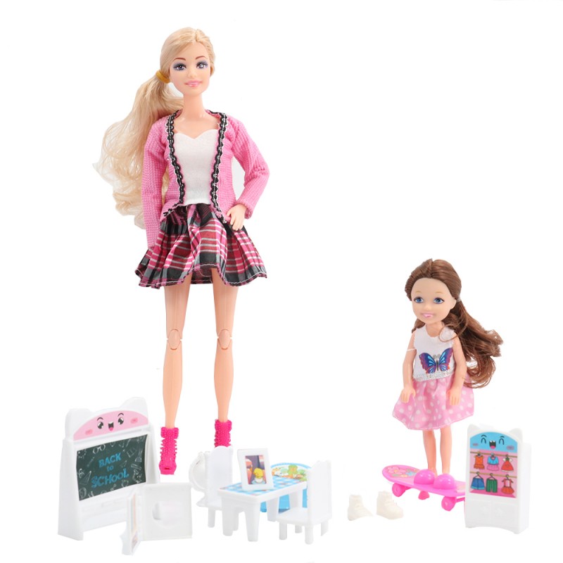 Huiye high quality girl toys teacher set 11.5 inch joint doll toy