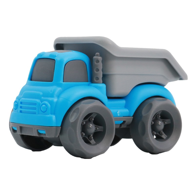 Huiye cartoon mini free wheel beach truck inertia dump car plastic friction toy vehicles tipper truck toy for kids