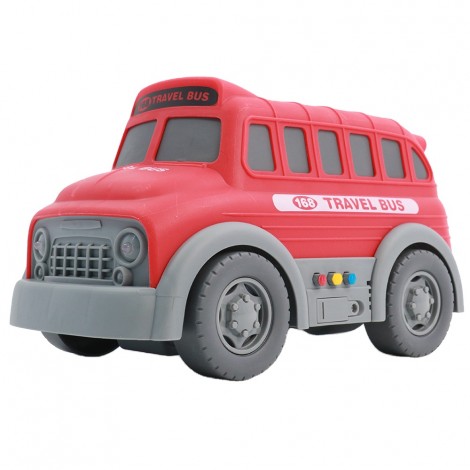 Huiye hot sale baby cartoon truck friction toy vehicles with light and music friction car toy plastic school bus toys for kids