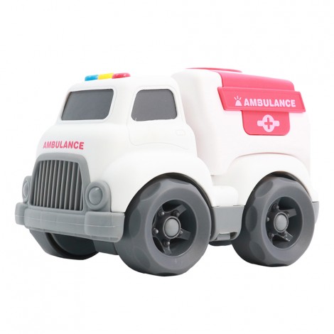 Huiye high quality kids promotional truck toys mini cartoon friction car toy plastic ambulance toy car