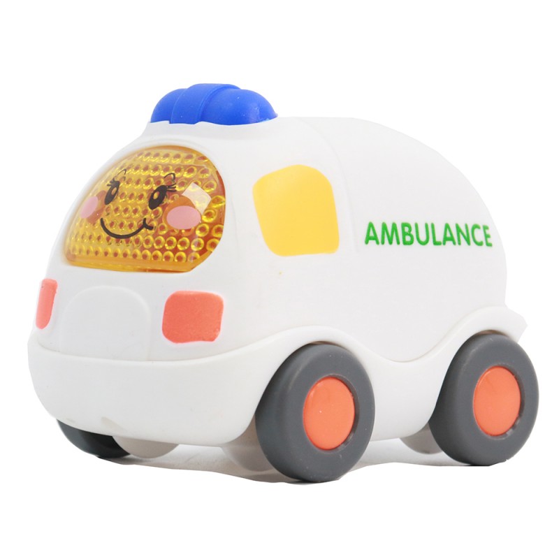 Huiye 2020 eco-friendly kids teaching toys friction vehicles cartoon truck model for baby ambulance car toy