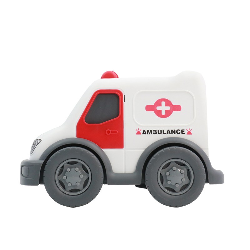 Huiye new arrival cartoon toys friction ambulance truck toy