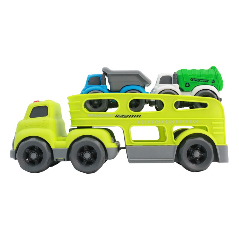 Huiye children transport carrier truck toy with 2 mini car trucks