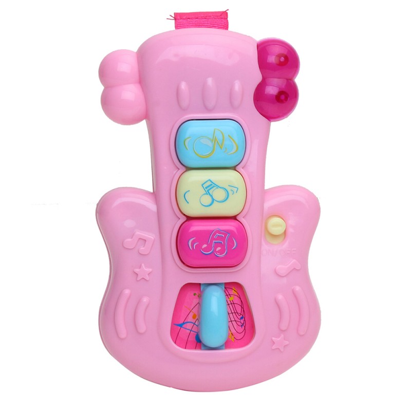 Huiye wholesale kids play musical instrument small pink guitar toy for girls