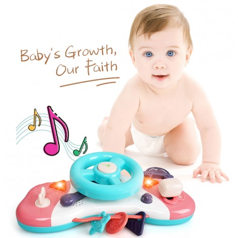 Huiye battery operated light and music toy steering wheel toy baby driving toy