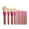 High Quality Red Handle Nylon Fluffy Makeup Brush Set No Logo