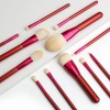 High Quality Red Handle Nylon Fluffy Makeup Brush Set No Logo