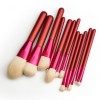 High Quality Red Handle Nylon Fluffy Makeup Brush Set No Logo