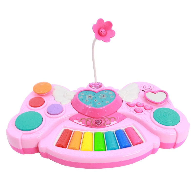 Huiye Piano Toy Keyboard Pink for Girls Plastic Electric Rainbow Music Instrument Toys Piano Keyboard With Microphone For Kids