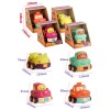 Huiye 2020 Funny Soft rubber car pull back cartoon toys car baby plastic educational car toys