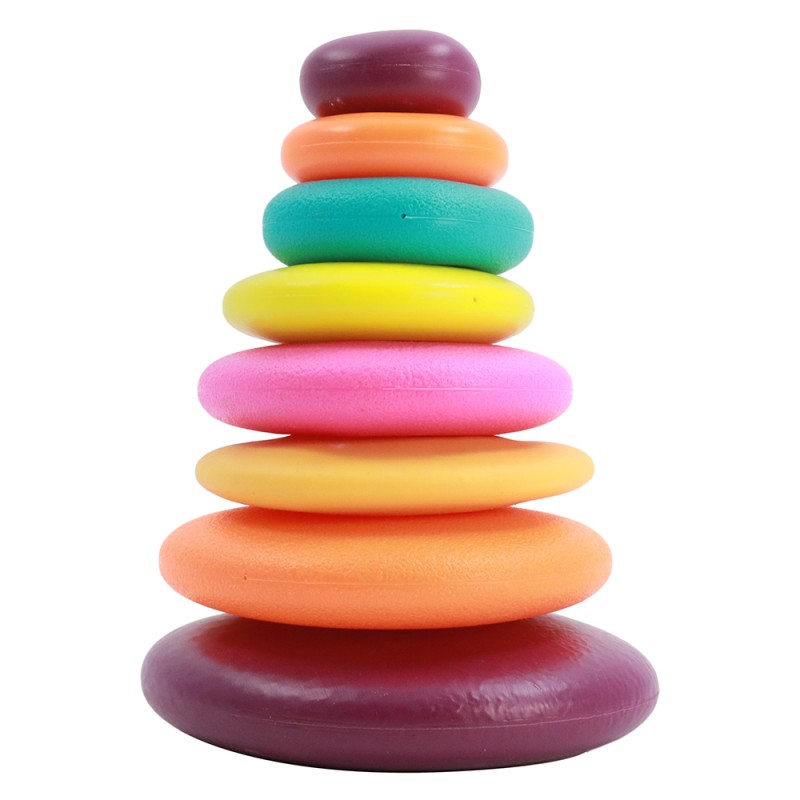 Huiye Educational baby colorful stacking rings toys cartoon plastic ring kids stacking rings toys