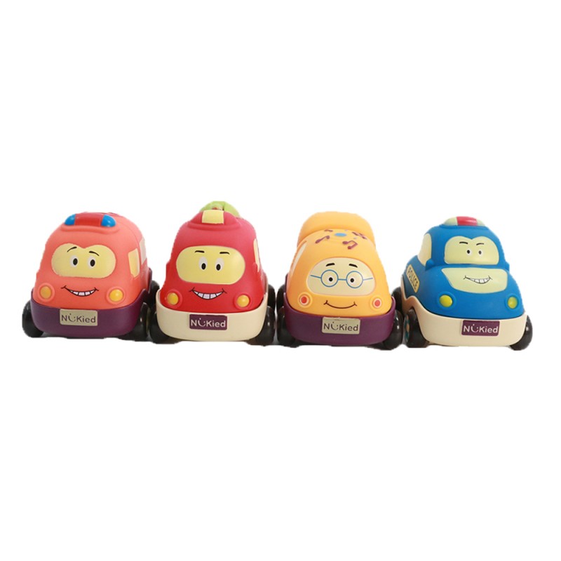 Huiye 4PCS Pull back car mini cartoon friction powered car for children