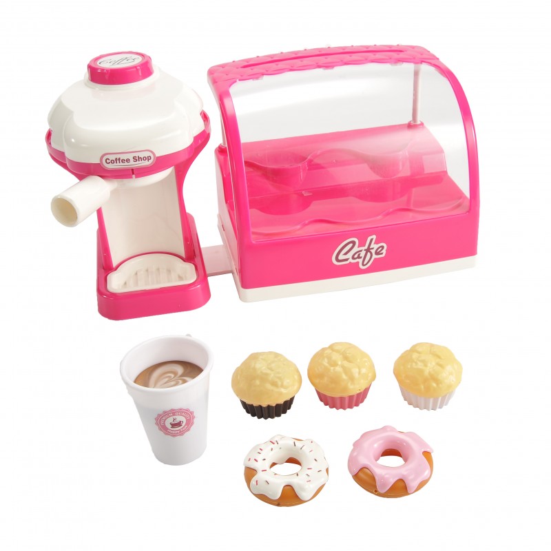 Huiye  Baby Pretend Kitchen Play Set Toys Dessert Table Coffee Shop Light Coffee Machine Pretend Play Set Toys For Kids