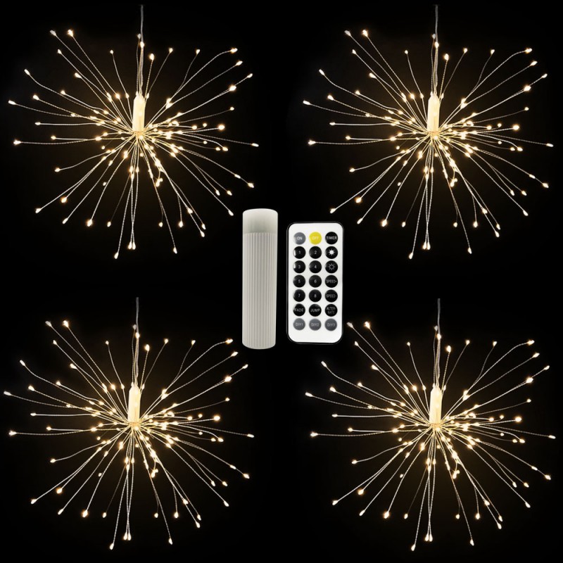 Festival Chargable 480 Led Outdoor Decoration Hanging Copper Wire Led Fireworks Starburst Fairy String Lights