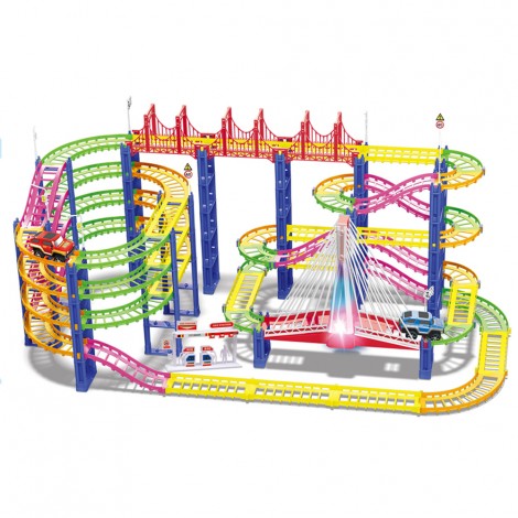 Huiye 2020 Hot Sale Newest Colorful Electric Rail Slot Car Race Track Plastic Racing Track Rail Toy Car