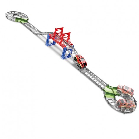 Huiye Hot Selling DIY Assembly Indoor Slot Electric Railway Plastic B/O Race Car Tracks High Quality Electric Rail Car Toys