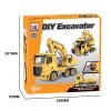 Huiye 2020 stem toys education diy assemble truck construction car toy excavator toy for kids with music &amp; light