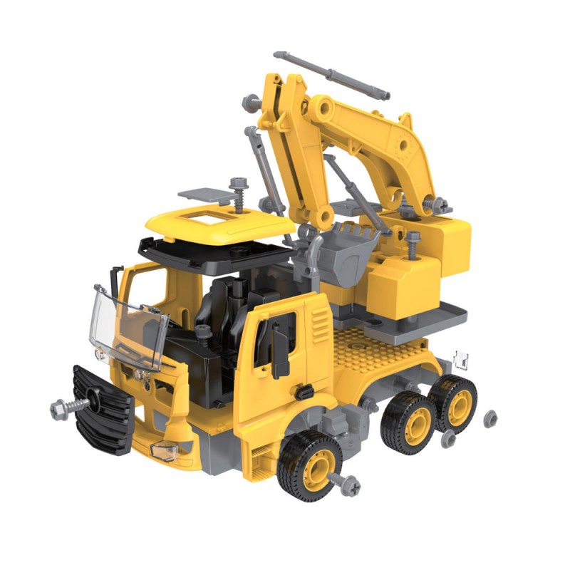 Huiye 2020 Funny Construction DIY Assemble Toys Learning Games DIY Truck Assembly Toys with Music &amp; light