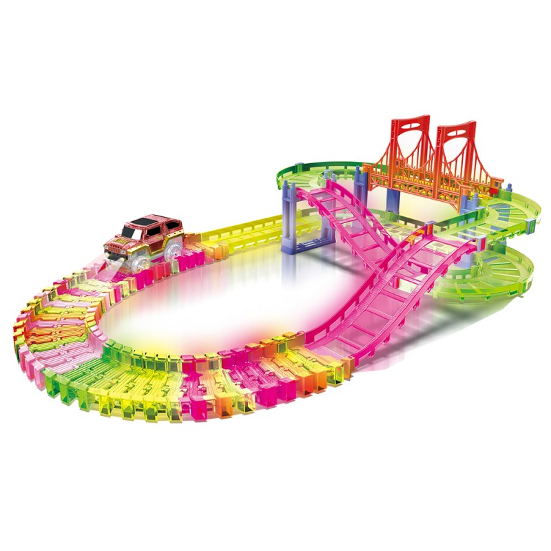 Huiye 2020  Hot Selling High Quality Colorful Diy Track Set For Kids Railway Road Racing Electric Race Car