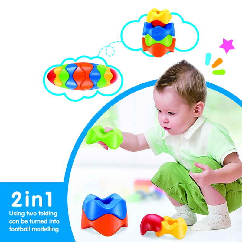 Huiye early learning toys for kids educational montessori rainbow stack up baby building toys blocks plastic stack toy