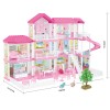 Huiye 2020 Doll House Pink Toys Plastic Material Fashion kids plastic play house girls toy DIY doll house play set