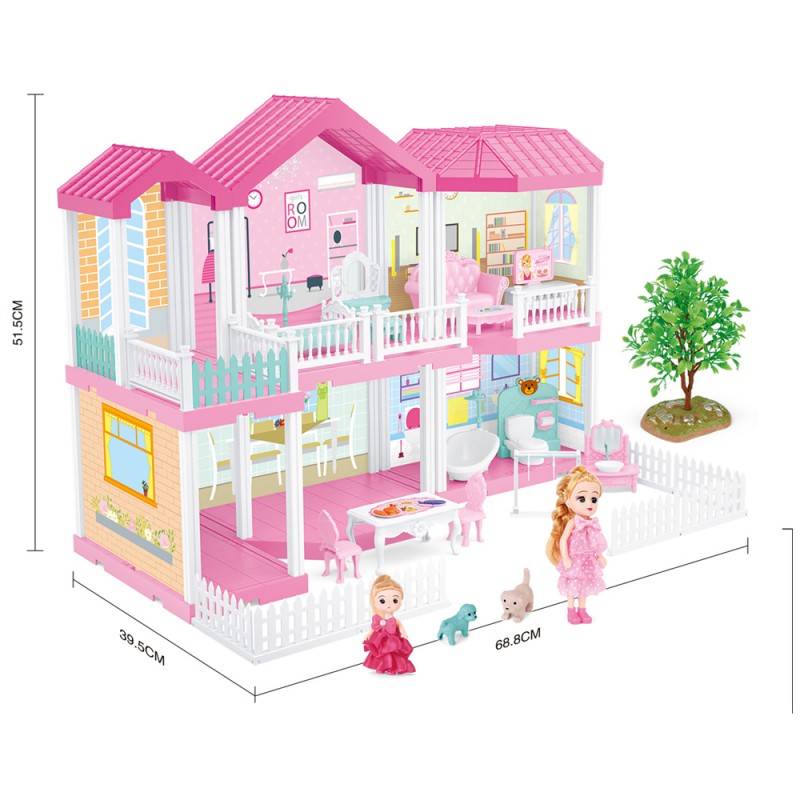 Huiye 2020 Doll House Toys Plastic Material Model villa house girl toy princess castle set DIY dollhouse kit