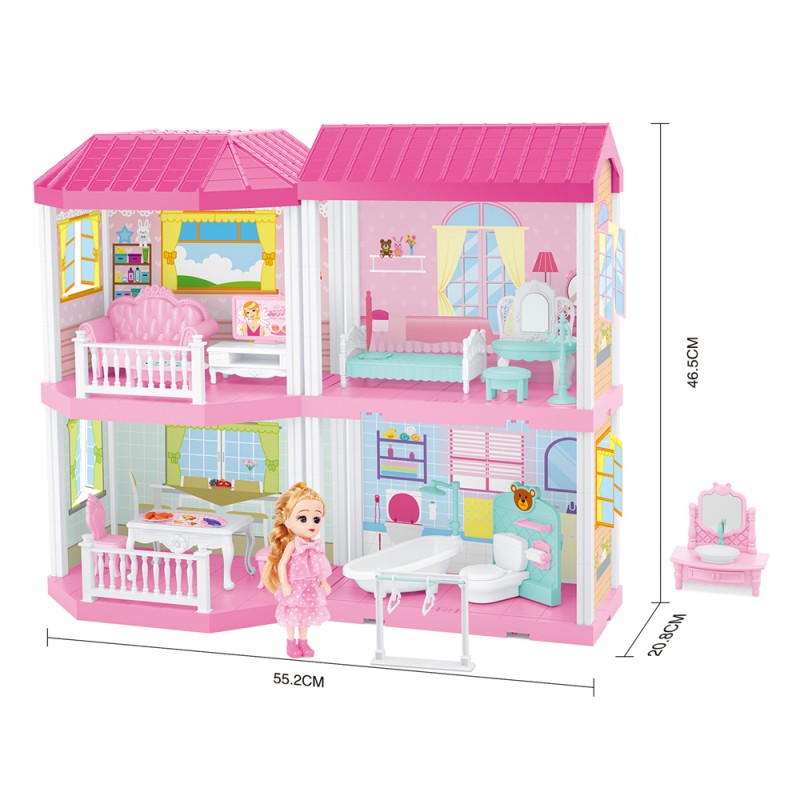 Huiye 2020 Pretend Play Toys Model villa Plastic Dream house girl toy princess house set DIY doll house kit toys for girls
