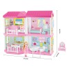 Huiye 2020 Pretend Play Toys Model villa Plastic Dream house girl toy princess house set DIY doll house kit toys for girls