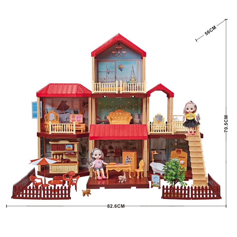 Huiye Doll House Plastic Classic For Baby Wholesale Trending Toys For Kids DIY Villa Set For Doll with slide and light