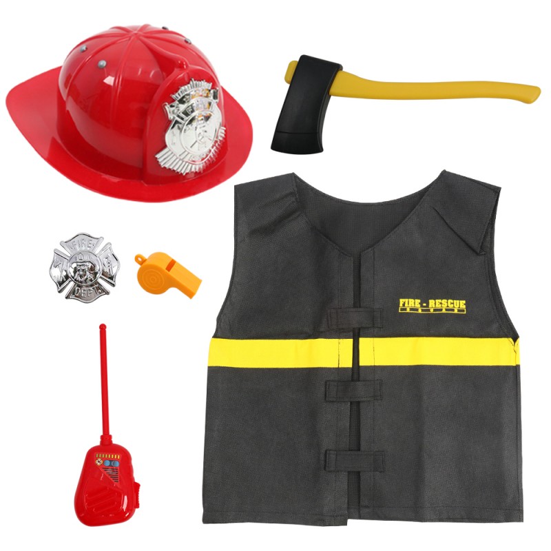 Huiye 6pcs Fireman Toy Set Pretend School Play Set fireman costume for kid