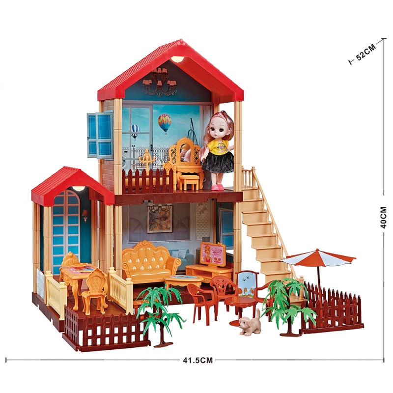 Huiye Baby toys Girl Princess DIY Toy House Set Doll House Furniture Big Doll House With Furnitures For Kids