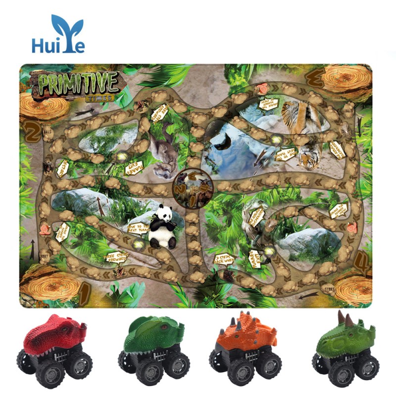 Huiye alfombra education dinosaur toy baby carpet Playmat ludo games with friction toy vehicles play mats