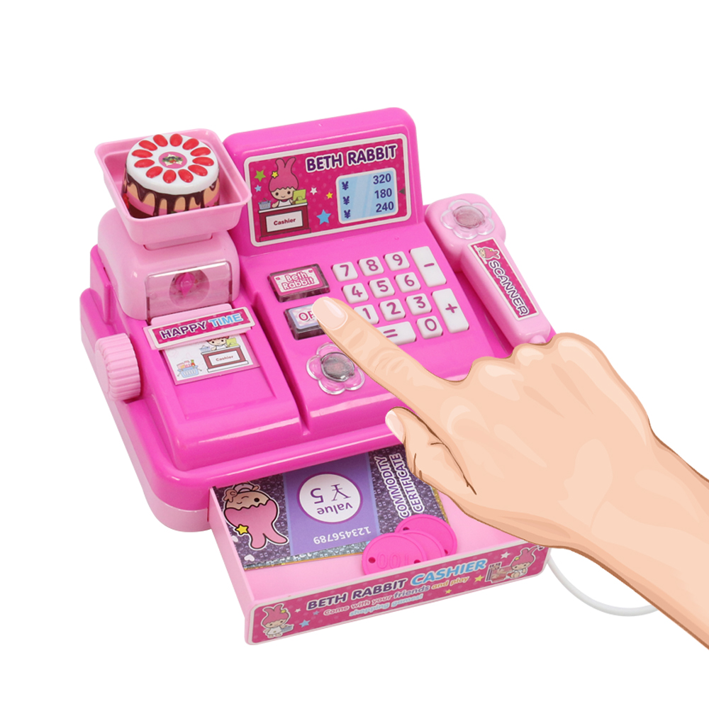 Huiye Role play home supermarket set toy cash register toy for kids cash register mainan roleplay for kids