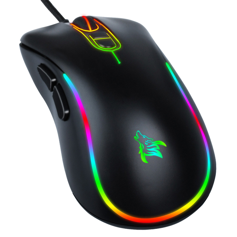 Custom 7D 7200DPI black optical ergonomic gaming mouse with LED backlights