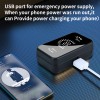 1800mAH LED display type-c portable waterproof black wireless touch control small smart tws sport earbuds with mirror