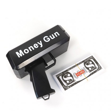 Black Custom Wedding Festival Club Logo Paper Electronic Super Cash Cannon Shooter Money Gun For Party