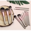 luxury pink birch wood handle nylon brochas de maquillaje profesional makeup brush set