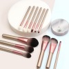 luxury pink birch wood handle nylon brochas de maquillaje profesional makeup brush set