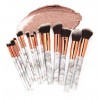 MAANGE 15pcs marble makeup brushes set plastic handle nylon hair blending foundation wholesale private logo brochas maquillaje