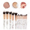 MAANGE 15pcs marble makeup brushes set plastic handle nylon hair blending foundation wholesale private logo brochas maquillaje